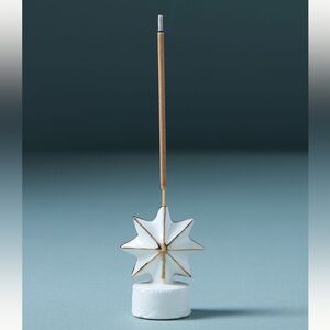 NWT Anthropologie Ceramic Star Incense Holder with Gold Trim